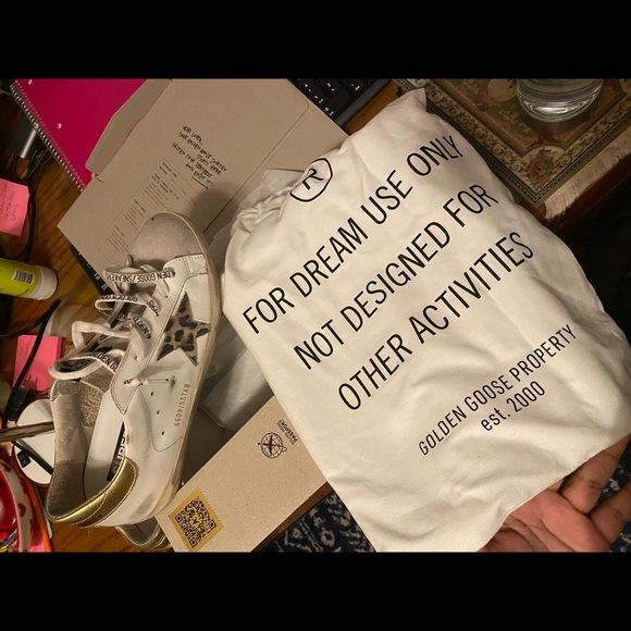 Golden Goose Superstar Sneaker in White, Spotted Star & Logo Lace - Picture 1 of 6